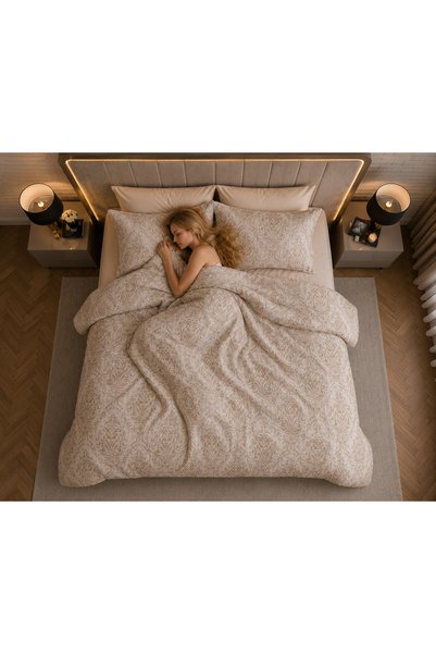 Sheri Home Lastikli Çarşaflı Nevresim Takımı Çift Kişilik Premium CottonLEOMODEL 88s