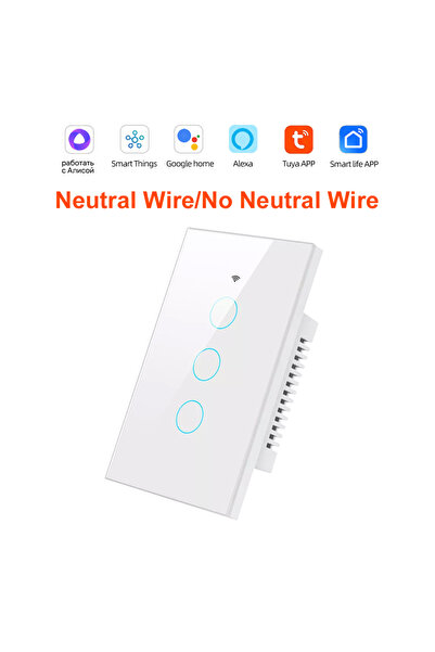 Choice1 مفتاح إضاءة يعمل باللمس ثلاثي العصابات Smart Life مزود بخاصية الواي ف...