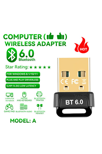 choice2 BT6.0 Model A USB Bluetooth 6.0 Adapter Bluetooth 5.4 Dongle for PC W...