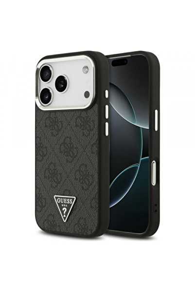 Apple Husa MagSafe pentru iPhone 17 Pro, Guess, 4G Triangle Logo, Neagra Argi...
