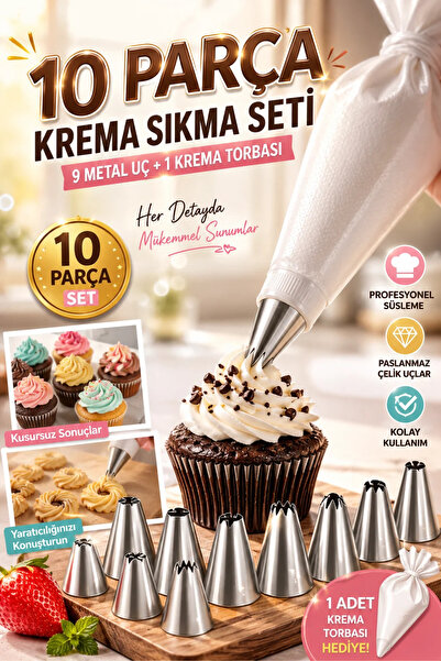 Anadolu Saray Çarşısı Pratik Metal Uçlu Krema Torbası Krema Sıkma Torbası Kre...