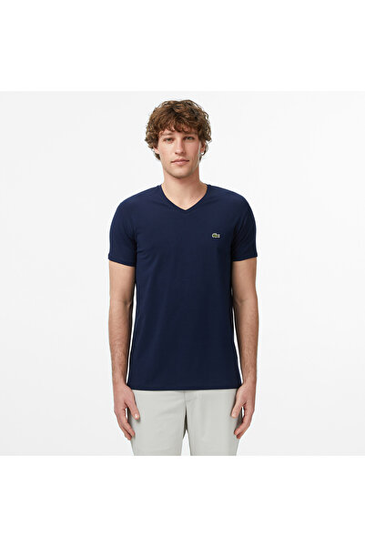 Lacoste Erkek Slim Fit V Yaka Lacivert T-Shirt
