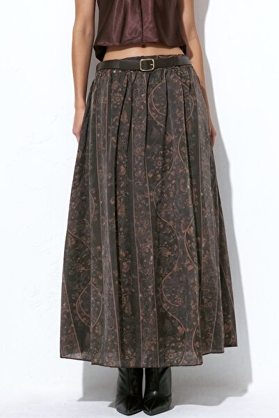 Hiccup Bdart High Waist Paisley Patterned Midi A-Line Skirt