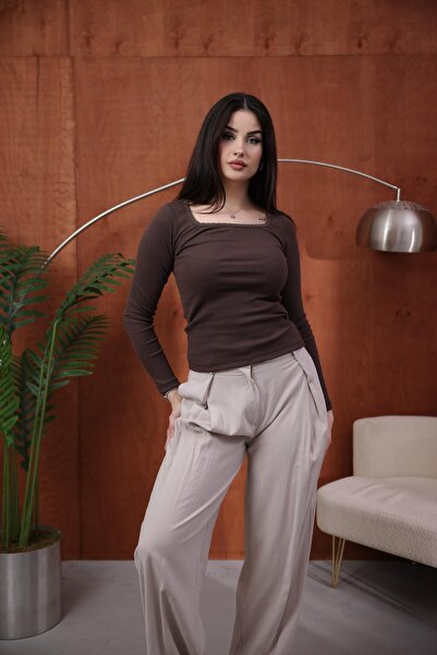 THE WESS Mi̇ra Square Collar Lace Bluz T-Shirt