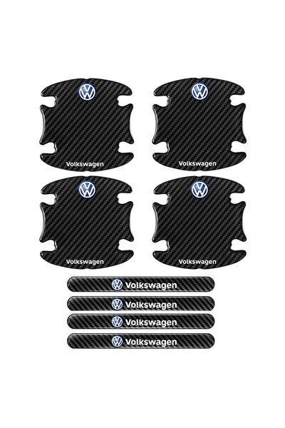 Volkswagen Προστατευτικά Πόρτας Αυτοκινήτου Carbon Μαύρα Σετ 8τμχ - ΟΕΜ