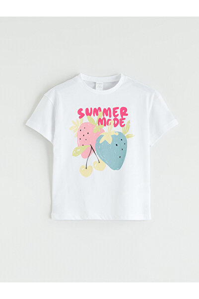 LC Waikiki Trendlucky Girl's T-Shirt with a Printed Difference