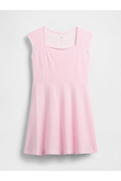 GAP Kız Çocuk Pembe Jersey Kare Yaka Elbise