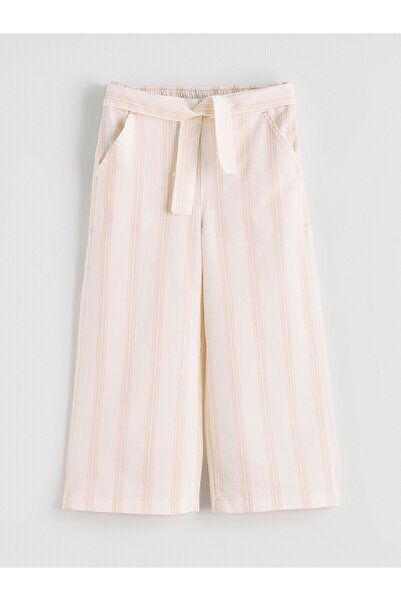 LC Waikiki Nevavm Striped Wide Leg Girls' Capri Pants with a Difference