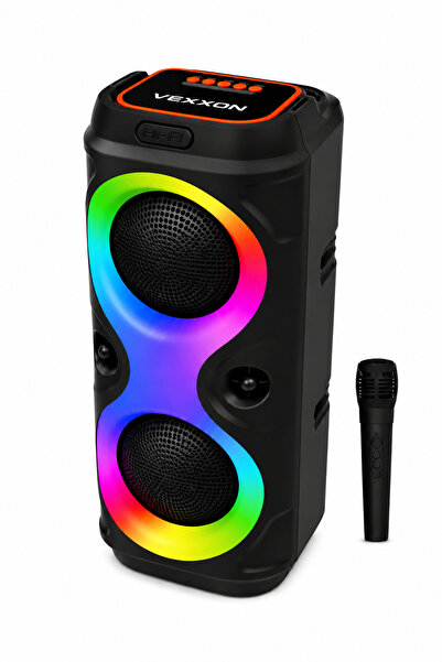 VEXXON Taşınabilir Kareoke Seti Mikrofonlu Bluetoothlu 20W Led Işıklı