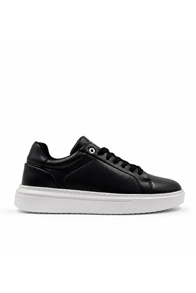 Premium Siyah Erkek Sneaker – Suni Deri, Beyaz EVA Taban