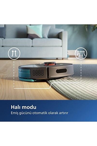 Philips Lazer Navigasyonlu 4000 Pa Yüksek Emiş Güçlü Akıllı Robot Süpürge, Ço...