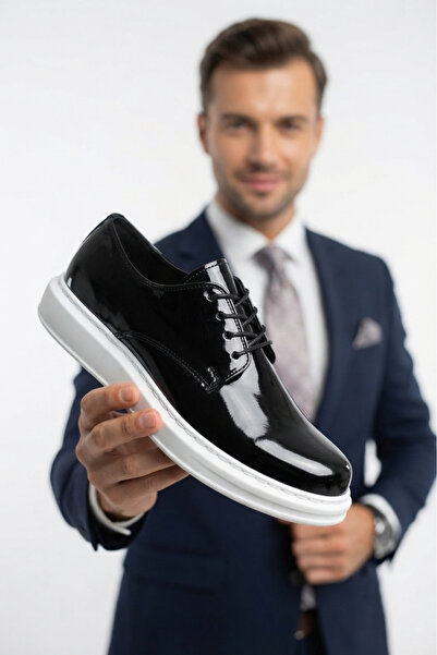 Zerenyus Classica Premium Vegan Leather Classic Men's Shoes Black White Paten...