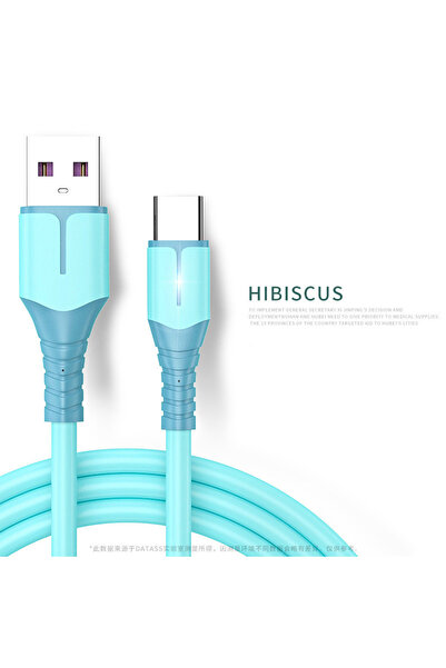 Choice11 كابل USB نوع C أزرق بطول 1 متر، 5 أمبير، مع مؤشر LED للشحن السريع ون...
