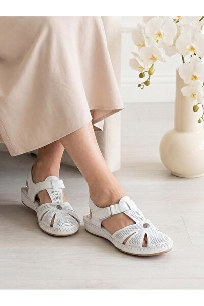 Capella 051 White Genuine Soft Leather Anatomical Women's Sandals
