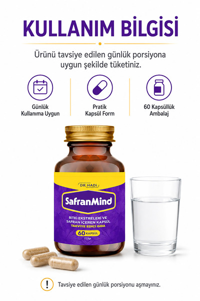 DR HADI SafranMind Bitki Ekstreleri ve Safran İçeren 60 Kapsül