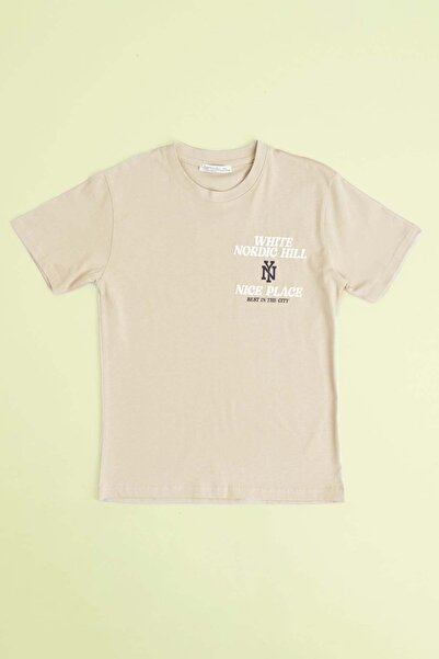 Fulla Moda Tricou alb pentru băieți cu imprimeu Nordic Hill