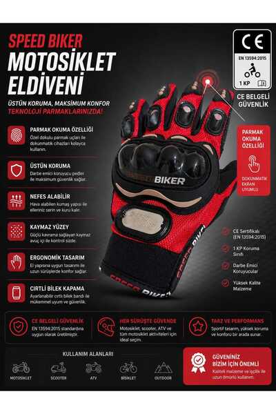 BabeMotor Babebiker Long 4 Season Protective Gloves Red Long