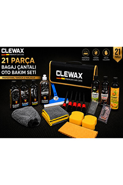 clewax 21 Parça Premium Araç, Motorsiklet Yıkama ve Bakım Seti