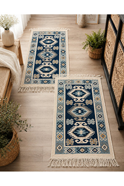 Horecahome Covor traditional,bumbac, dimensiunea 60x90cm, albastru