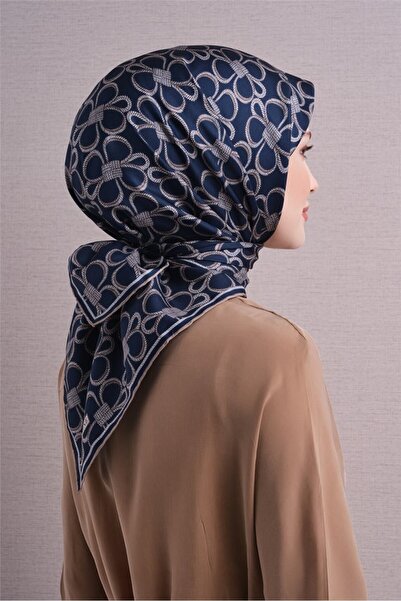 Armine Sura Silk Scarf Navy Blue