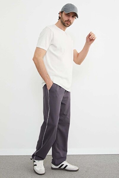 Fulla Moda Baggy Sweatpants with Tie-Up Stripes and Leg Stoppers