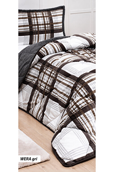 Merinos Comforter Tek Kişilik Yorgan Seti Koyu Wera Gri Kahve 160x240