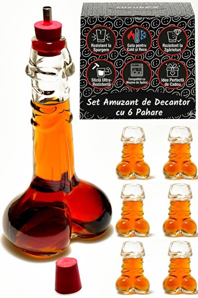 cuzubex Decantor (500ml) cu 6 Pahare (40ml) din Sticla Rezistenta pentru Shot...