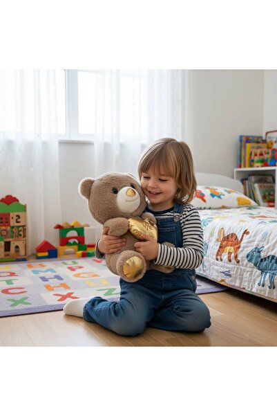 petitbee home Brown Cute Plush Teddy Bear Holding a Heart 30 cm