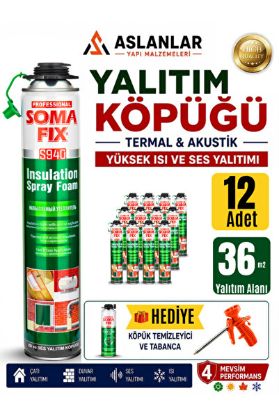 Somafix Poliüretan Termal Isı Ve Ses Yalıtım Sprey Köpük (12 ADET)