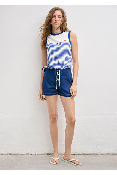 Mavi Lace Detailed Navy Blue Shorts 1410287-70491