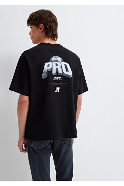 Mavi Back Printed Black Pro T-Shirt Loose Fit / Comfortable Loose Cut 0613626...