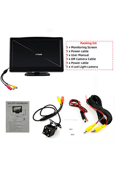 choice2 Monitor 4LED Camera 4.3 Inch Universal Car Monitor High-Definition Re...