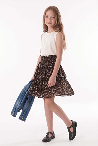 Fulla Moda Fusta pentru fetiță cu volane cu model leopard