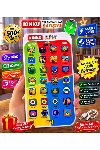 KİNKU Oyuncak Dokunmatik Eğitici Kukuli Telefon Şarjlı Edilebilir Cep telefon...
