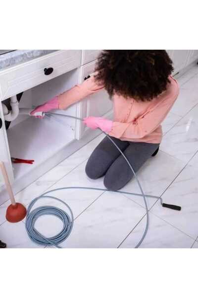 Sapcı Premium 12 Metre Tıkanıklık Kanal Açma Klozet Gider Açıcı Boru Temizleme Spiral Tel Susta Manuel Uç