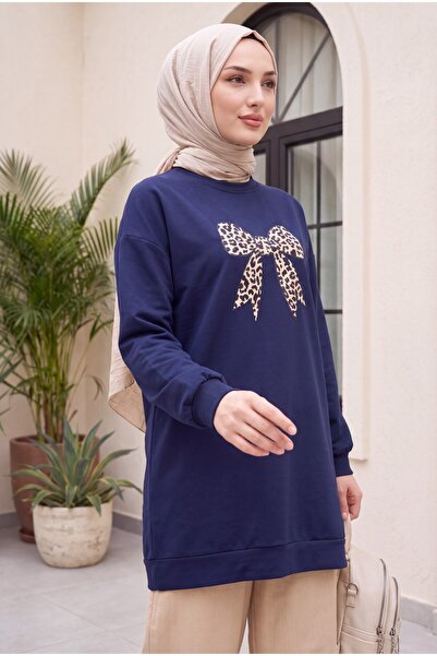 Modamorfo Round Neck Bow Printed Loose Tunic -Laci