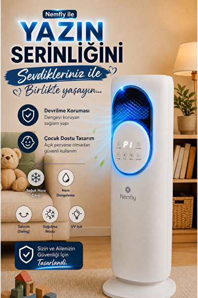 Nemfly Uzaktan Kumandalı Hava Isıtıcı, Soğutucu, Nemlendirici ve UV Steriliza...