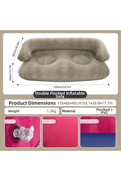Choice CQSF-SR-2 Inflatable Double Sofa Flocking Portable Air Couch Lazy Sofa...