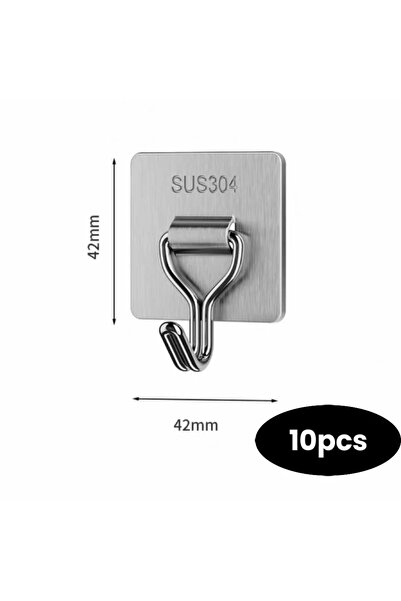 Choice 42X42mm 10PC Self-Adhesive Towel Hooks 304 Stainless Steel Stick-On Wa...