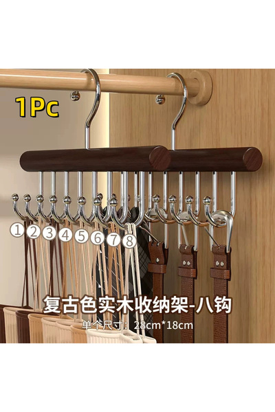 Choice Retro color A Wooden Sling Hanger Organizer with Multiple Hooks for Un...