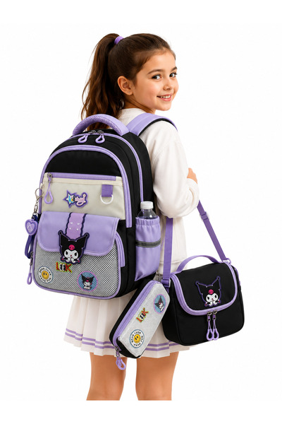 Bevitton 495 Waterproof Fabric Girls' Primary School Bag Patterned 3-Piece Se...
