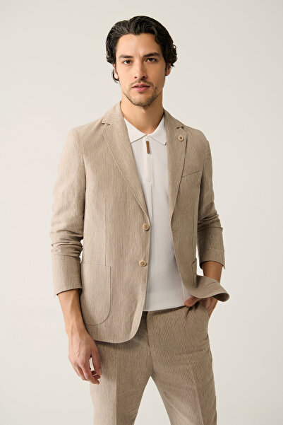 Avva Pánská bunda z norkové směsi lněné směsi Comfort Slim Fit A41Y4060