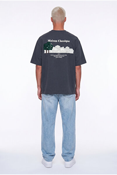 Respire Men's Maison Printed Oversize T-Shirt Smoked