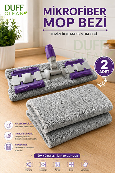 DUFF CLEAN GRİ Mandallı Mop Yedek Bezi 2 adet 37*22 CM