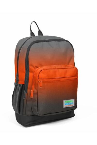 Coral High Orange Gray Color Transitioning School Bag 23748