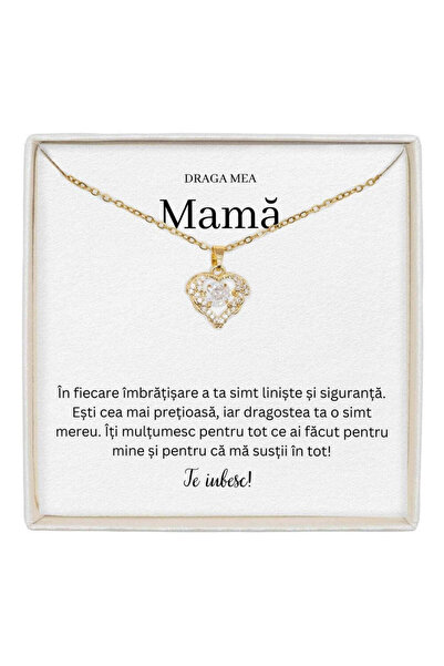 The Jewel Heart Colier special pentru mamă - „dragoste adevărată”, placat cu ...