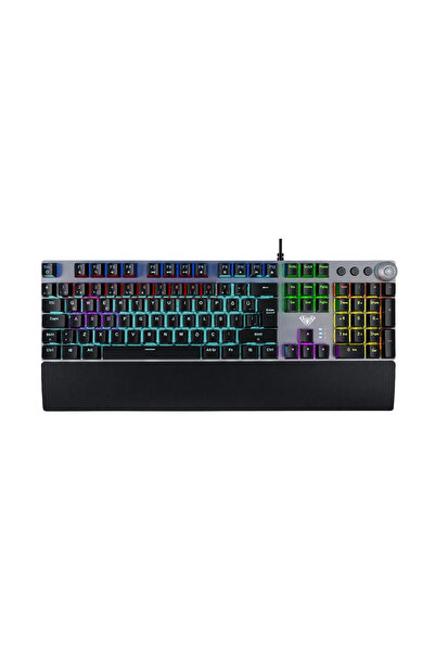Aula F2058 Bilek Destekli Rgb Makrolu Mekanik Kablolu Oyuncu Klavyesi