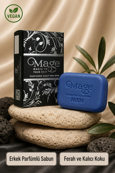 Mage Cosmetics صابون طبيعي معطر للرجال 100 جرام، قطعة واحدة من الصابون في علب...