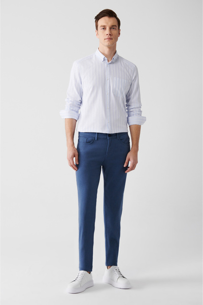 Avva Męskie spodnie Indigo Dobby Flexible 5 Pocket A31Y3024