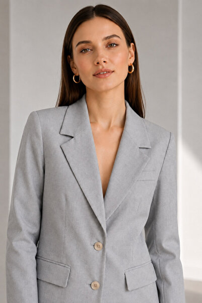 İnouveaue Yırtmaç Detaylı Krep Blazer Ceket